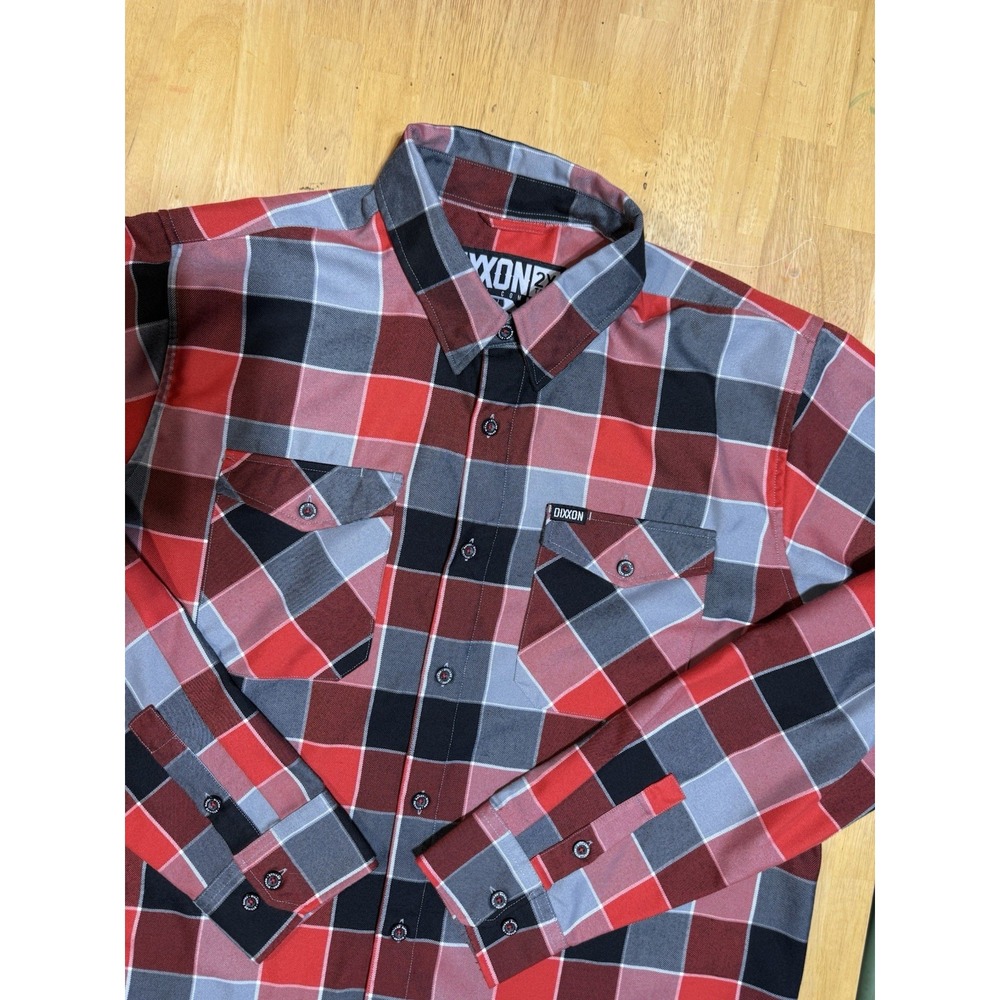 Dixxon Coupe DeVille Flannel Shirt Mens 2X Tall Red Gray Black Plaid D-Tech
